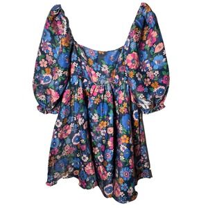 Storia‎ Poppy Floral babydoll dress size Small Puff Sleeve